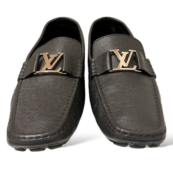 Mens LOUIS VUITTON Leather Drivers with Silver Tone Metal LV Motif |Size: 11M| main image 4